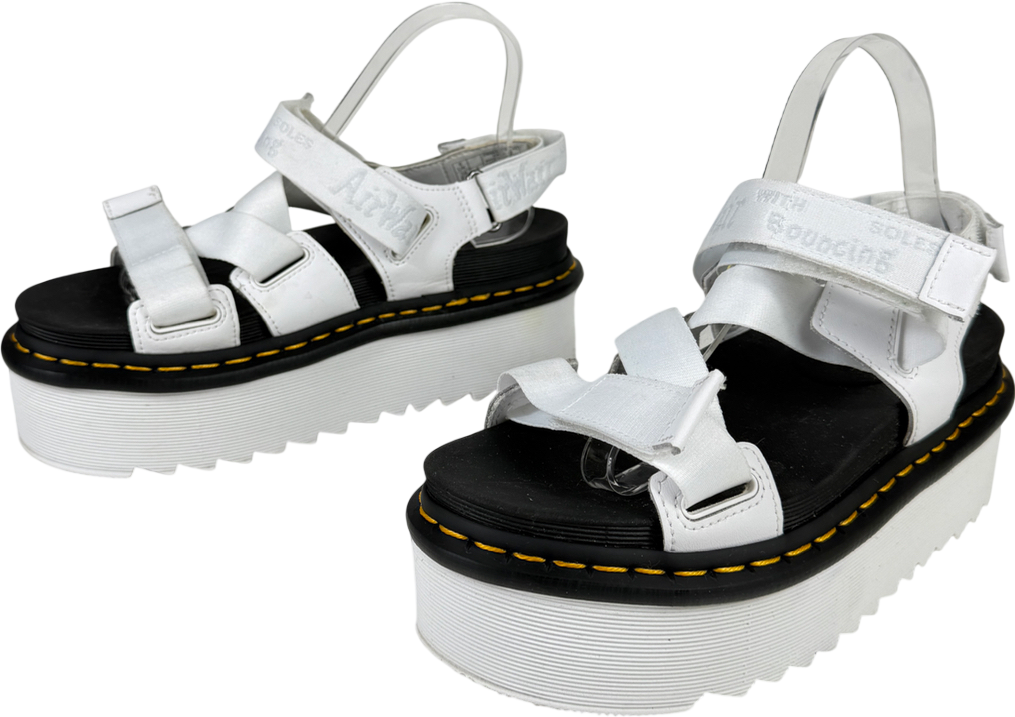 Dr Martens White Kimber Logo Webbing Strap Sandals UK 6 EU 39 👠