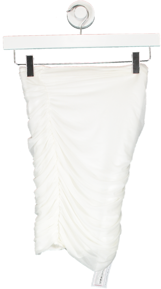 Oh Polly White Ruched Bandeau Top UK 6
