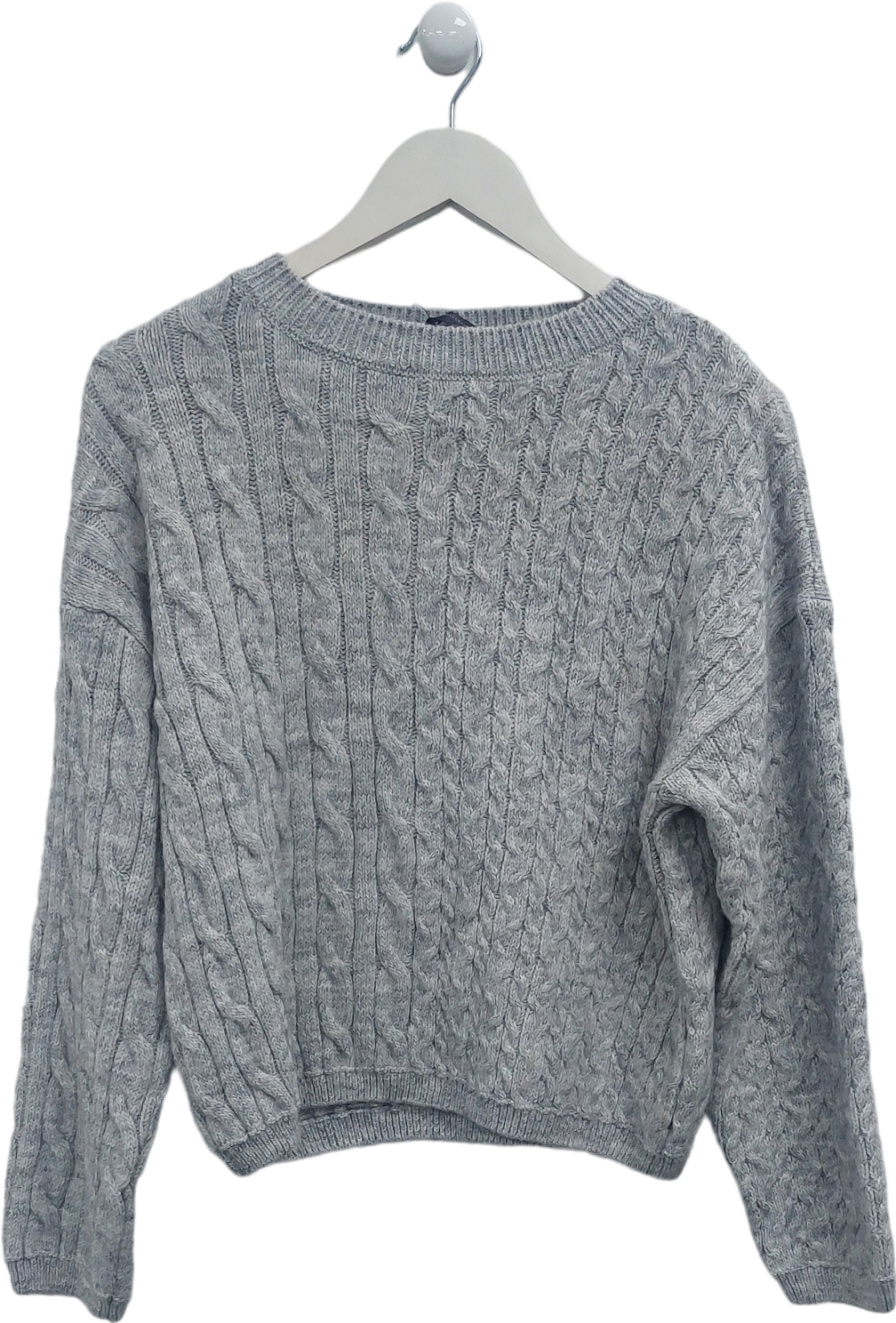 M&S Grey Cable Knit Jumper UK M