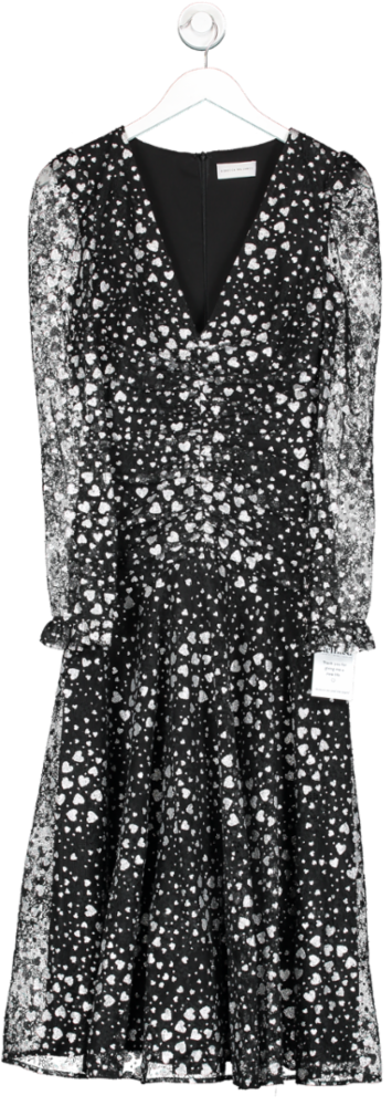 Rebecca Vallance Black Glittered Heart Lace Dress UK 6