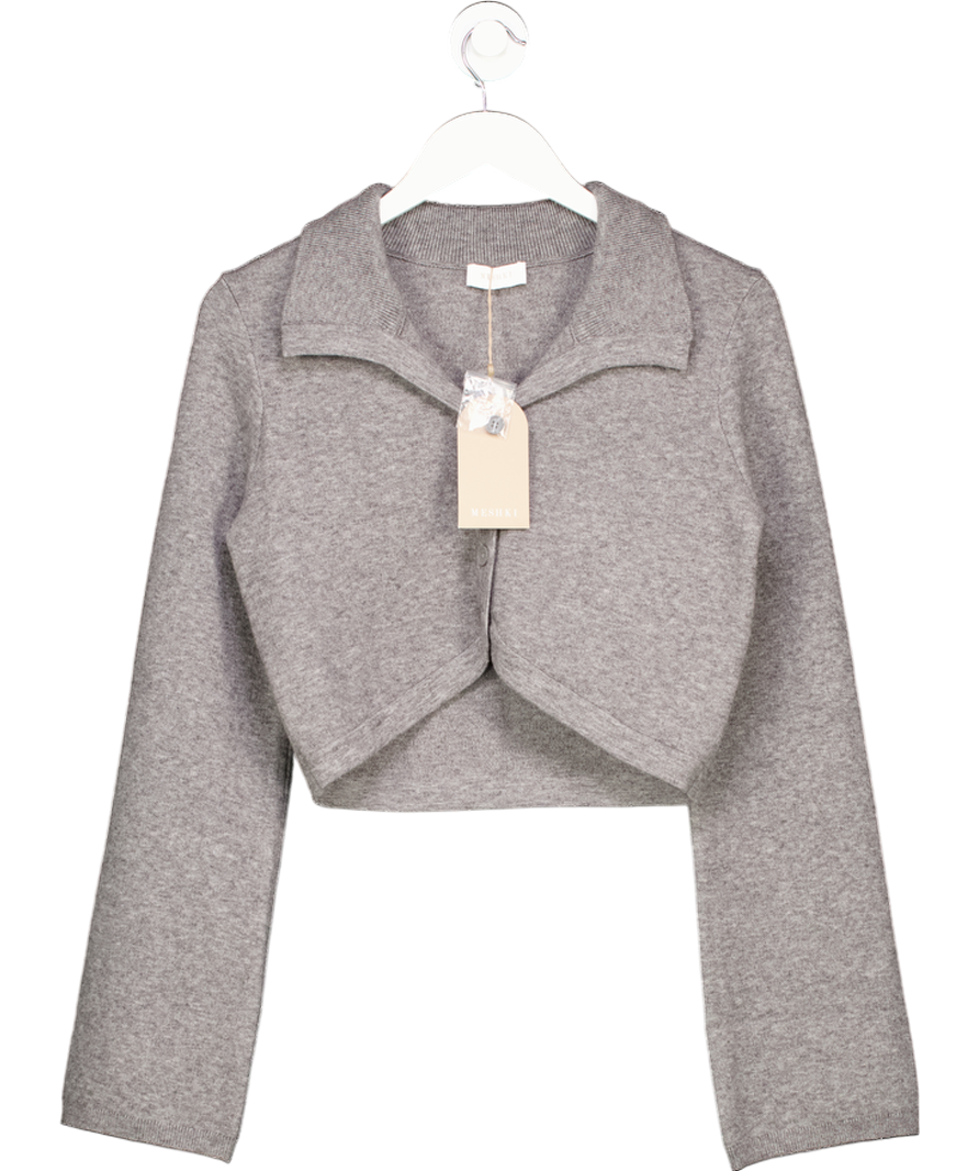 Meshki Grey Annabelle Knit Curved Hem Cardigan UK M