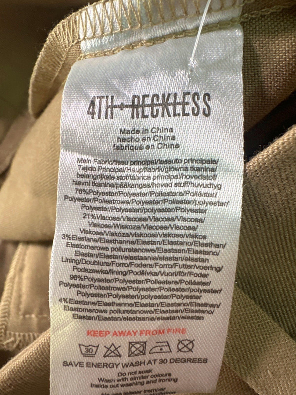 4TH + Reckless Beige Wide Leg Trousers UK 10