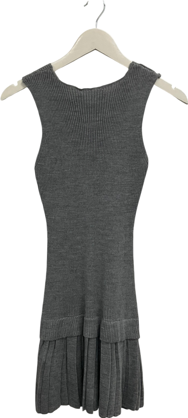 Ego Sleeveless Drop Waist Pleated Hem Micro Mini Dress In Grey UK M