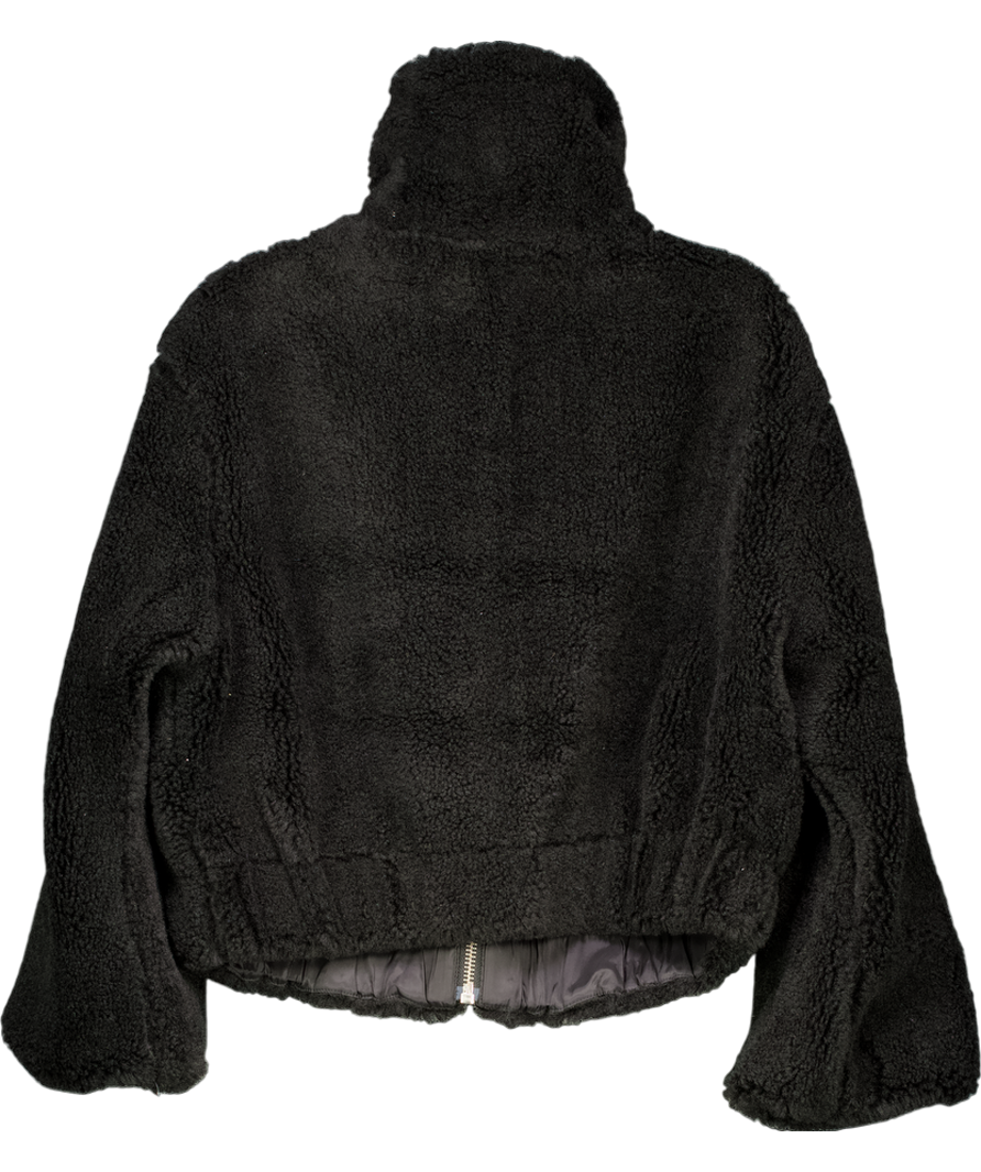 Free People Black Get Cosy Teddy Jacket UK XS