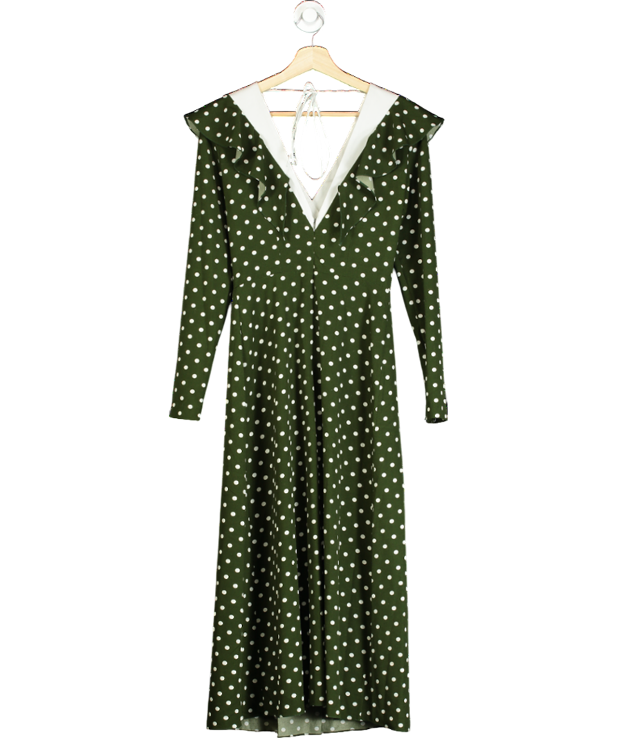 MUSE Green Polka Dot Tie Back Midi Dress UK 8