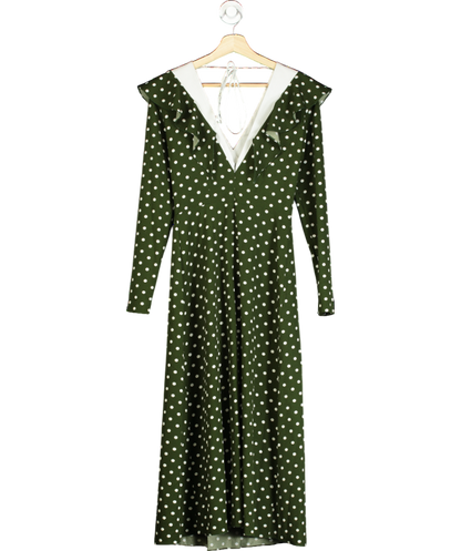 MUSE Green Polka Dot Tie Back Midi Dress UK 8