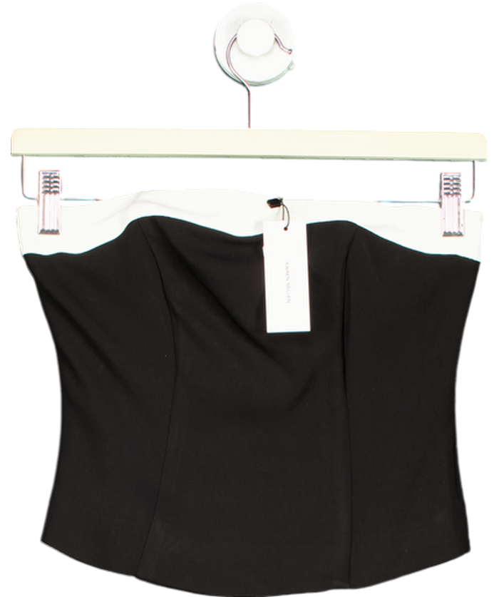 Karen Millen Black The Founder Compact Stretch Viscose Contrast Detail Bandeau Top UK 4