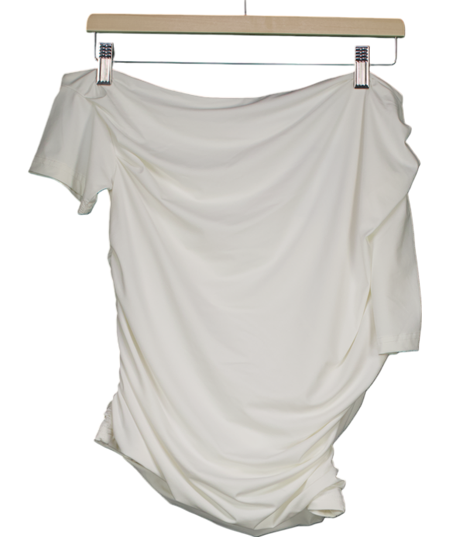 White Fox White Ruched Asymmetric T-shirt UK XL
