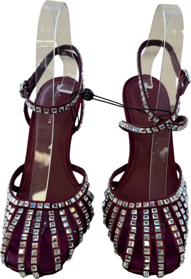 River Island Burgundy Red Caged Embellished Court Heels UK 4 EU 37 👠