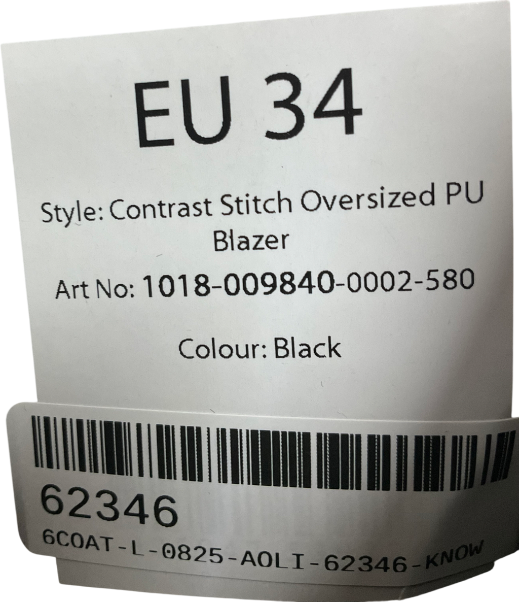Naked Wardrobe Black Contrast Stitch Oversized Blazer UK XS
