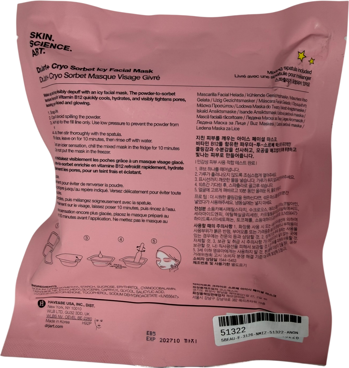 DR JART+ Cryo Sorbet™ Icy Facial Mask - 4 Pack one size