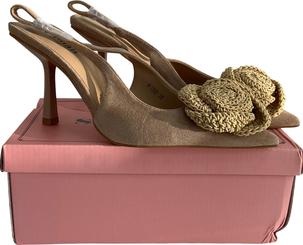 Stephan paris Beige Escarpins Slingback Raphia Taupe UK 5 EU 38 👠