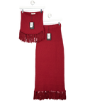 4th & Reckless Red 2 -piece Burgundy Tassel Trim Knitted Maxi Skirt And Bandeau Top Set - Gabby UK 8