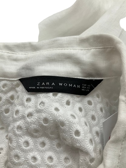 ZARA White Crochet Shirt UK 8