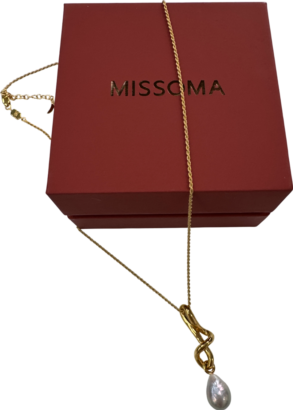Missoma 18k Yellow Gold Vermeil Molten Pearl Drop Pendant Necklace