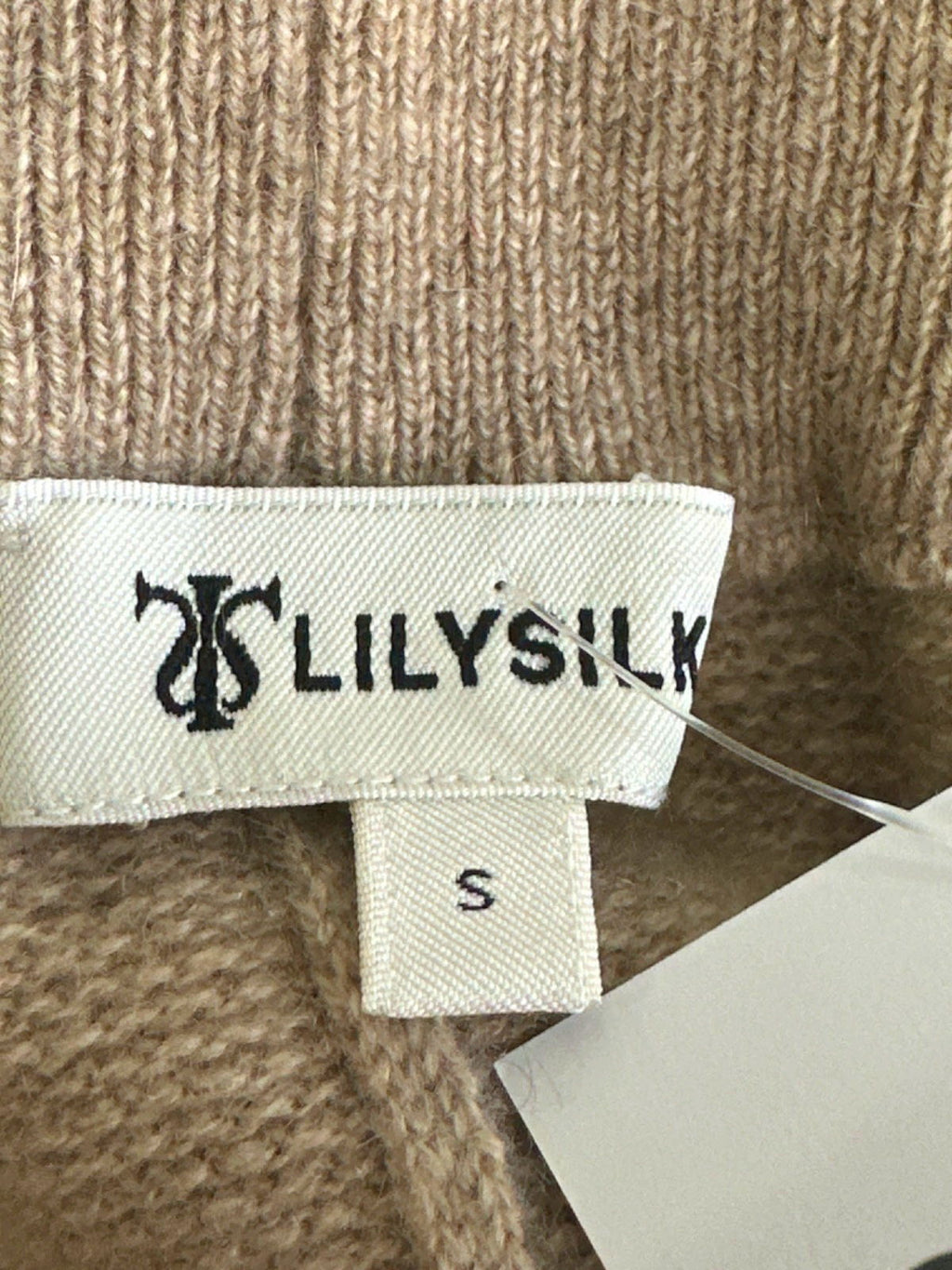 LilySilk Beige Cashmere Wide Leg Trousers UK S