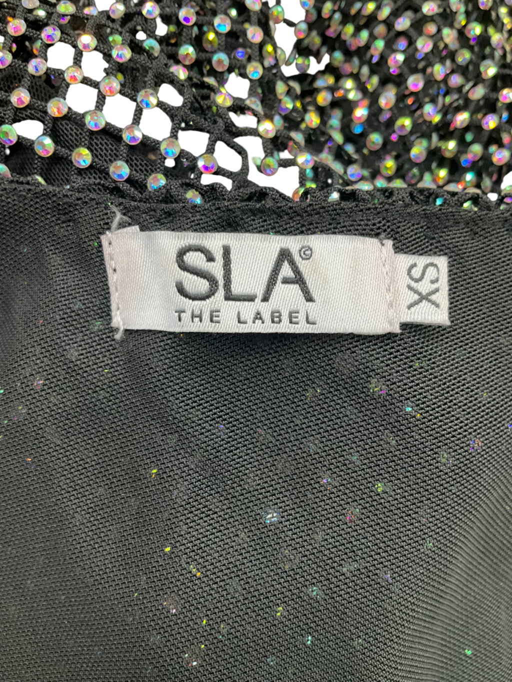 SLA the label Metallic Gigi Diamanté Mini Dress UK XS