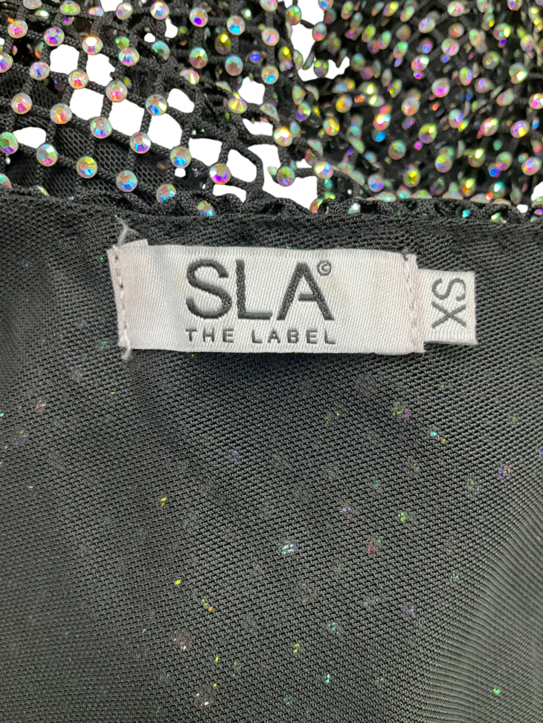 SLA the label Metallic Gigi Diamanté Mini Dress UK XS