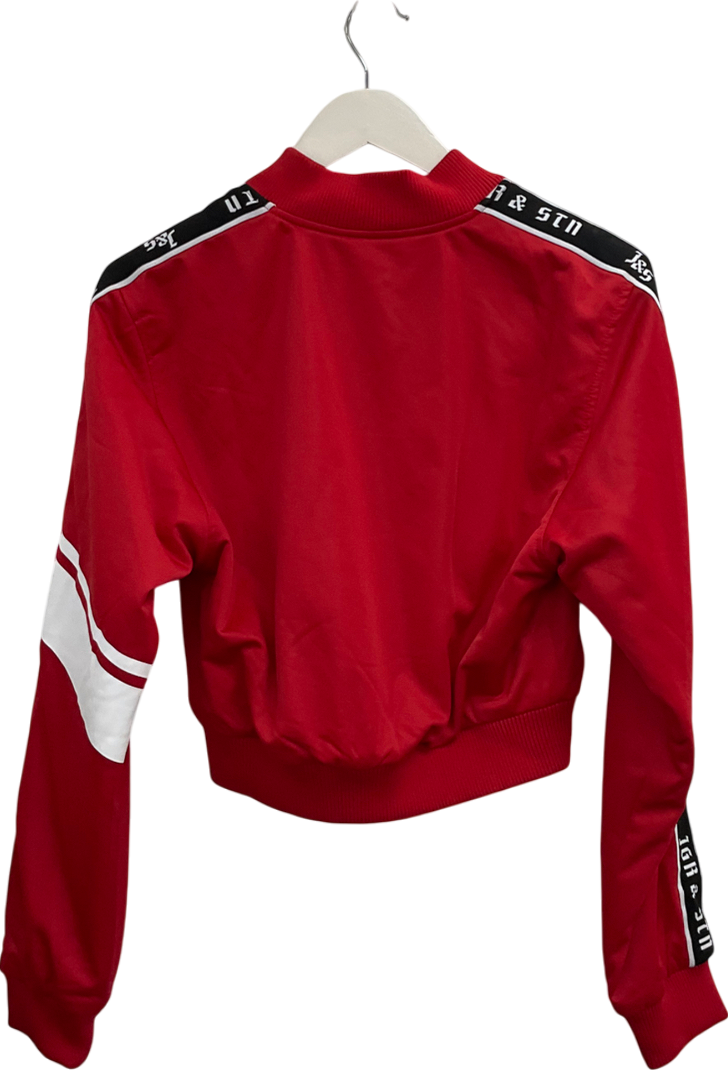 JGR & STN Red Embroidered Logo Zip Through Jacket UK 8