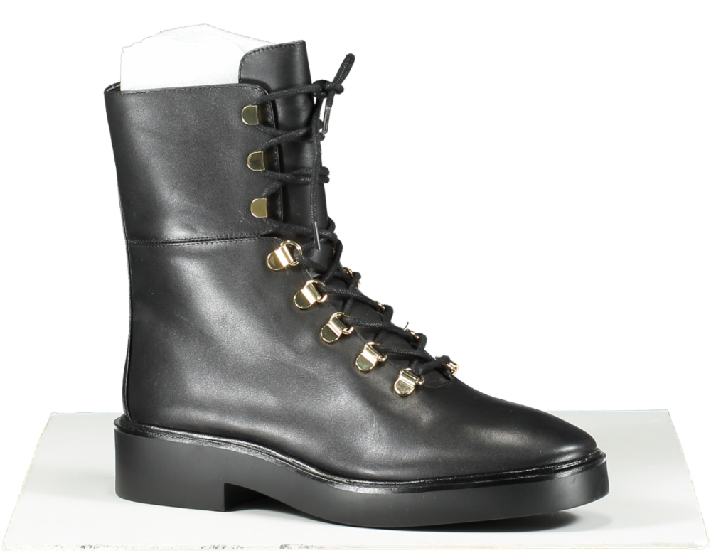 Stuart Weitzman Black Leather Combat Boots UK 5.5 EU 38.5 👠