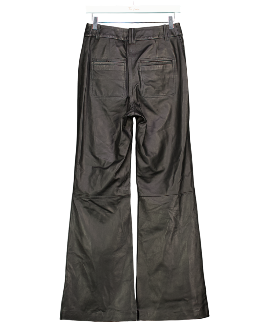 Karen Millen Black Real Leather Patch Pocket Trousers UK 8