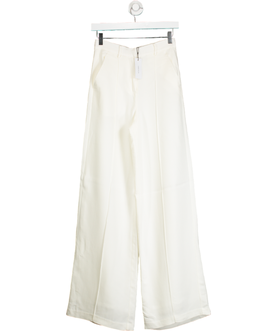 Karen Millen White Premium Woven Viscose Crepe Wide Leg Trousers UK 8
