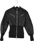 Pinko Black Ribbed Waist Bomber Jacket UK 8