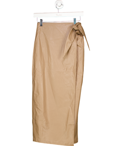 Lily & Lionel Beige Emily Pu Leather Wrap Skirt UK S