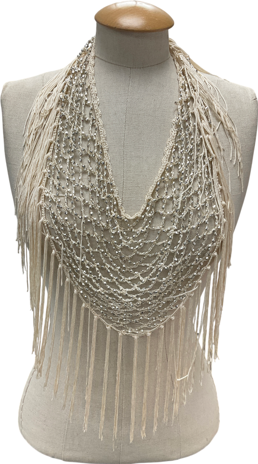 Cream fringed scarf