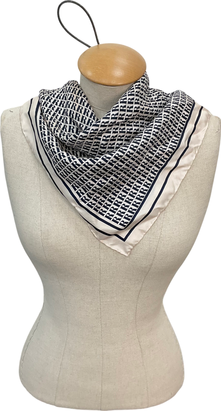Rouje White Silk Logo Scarf