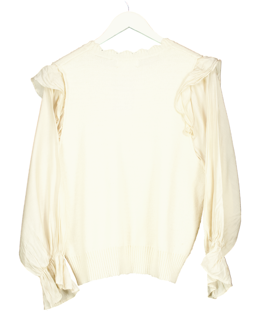 Indie + Moi Cream Sacha Bi-material Blouse Sweater UK M/L