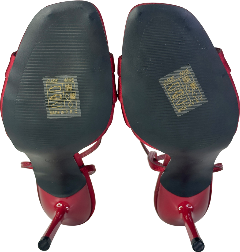 Givana Red 'bestie' Ankle Strap Open Toe Heels UK 4 EU 37 👠