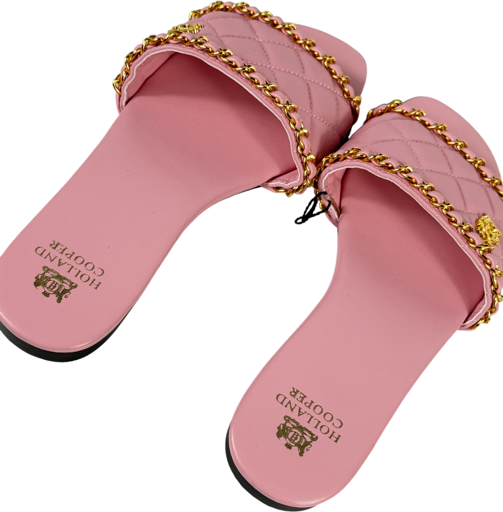 HOLLAND COOPER Quilted Pimlico Slide - Peony Pink UK 6 EU 39
