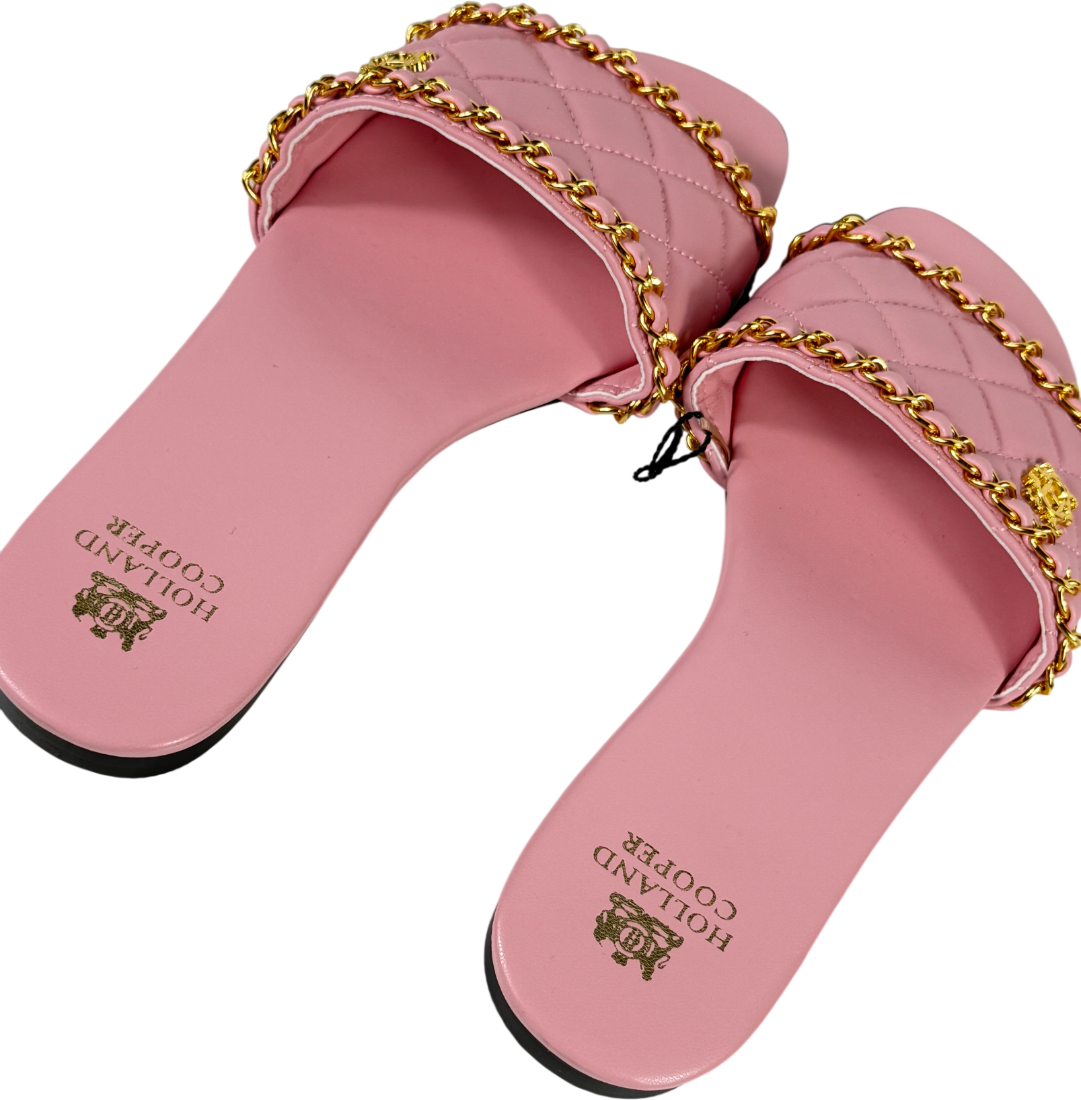 HOLLAND COOPER Quilted Pimlico Slide - Peony Pink UK 6 EU 39