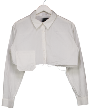 storets White Distressed Cropped Shirt UK S/M