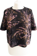 WHISTLES Navy Blue Floral Crepe Tee UK 8