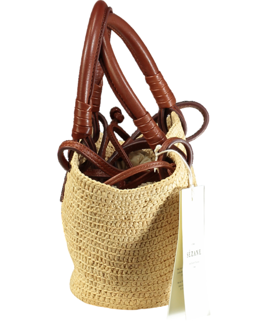 Sezane Natural / Tan Leather Justine Mini Basket Bag