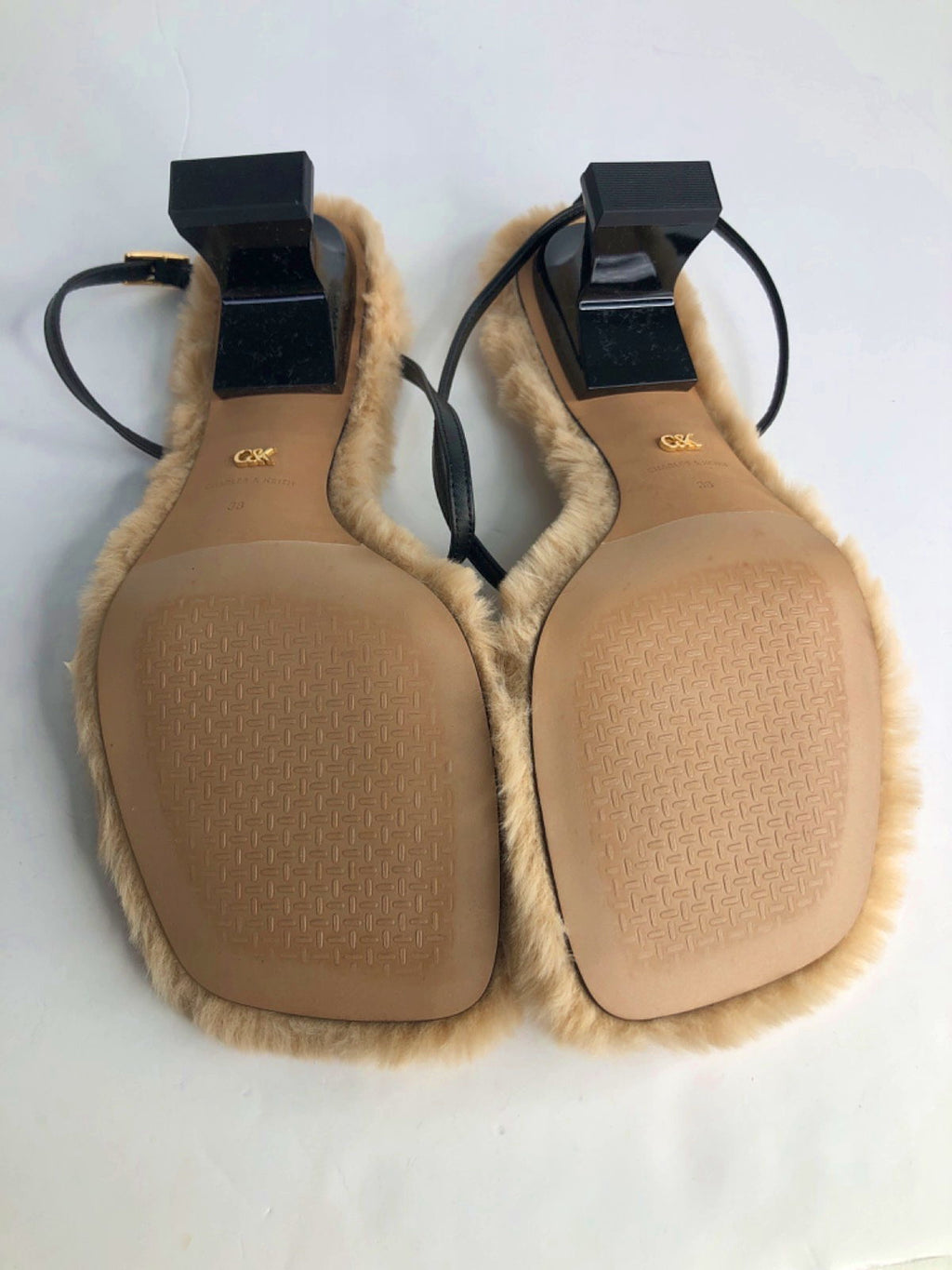 Charles & Keith Beige Faux Fur Sandals UK 5