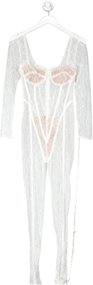 The Dolls House White Sophie Jumpsuit With Bespoke Lining UK S