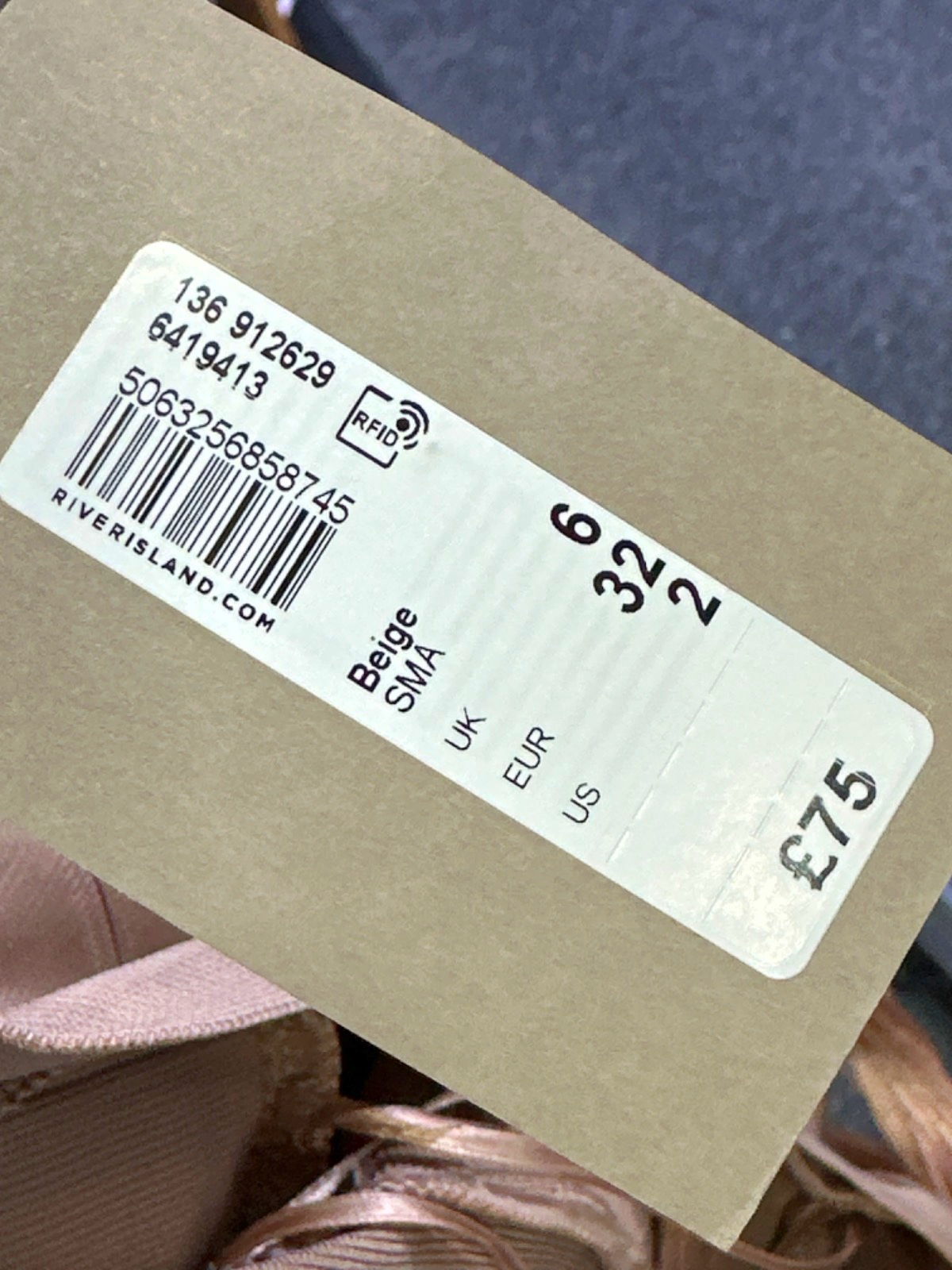 River Island Beige Fringe Halterneck Dress UK 6