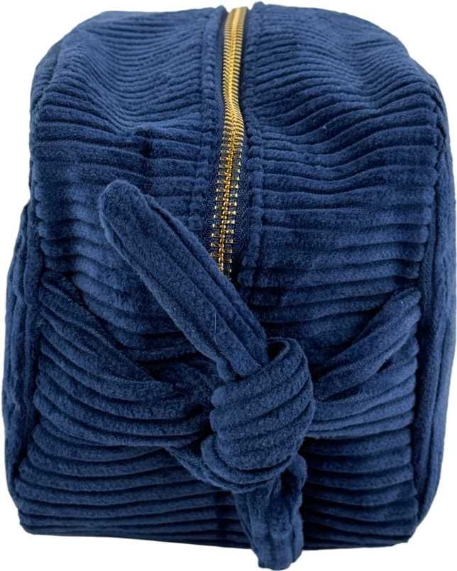 Irene Forte Blue Corduroy Wash Bag One Size
