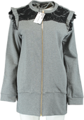 Love Moschino Grey Lace Trim Zip-Up Sweatshirt UK 12