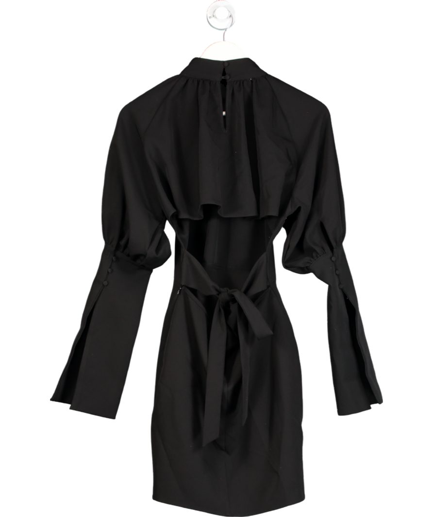 NA-KD Black X Hanna Schonberg Balloon Sleeve Back Detail Dress UK 10