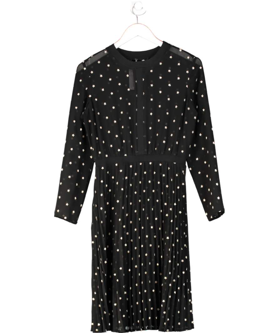 Maje Black Semi Sheer Embroidered Dress UK 12