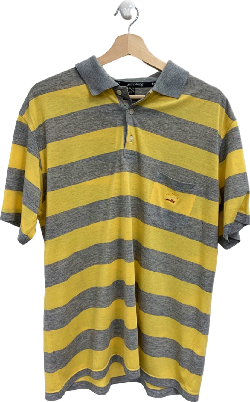 Paul & Shark Grey Yellow Stripe Polo Shirt UK XL