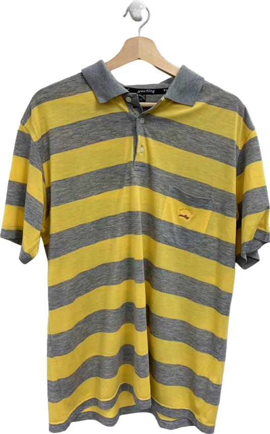 Paul & Shark Grey Yellow Stripe Polo Shirt UK XL