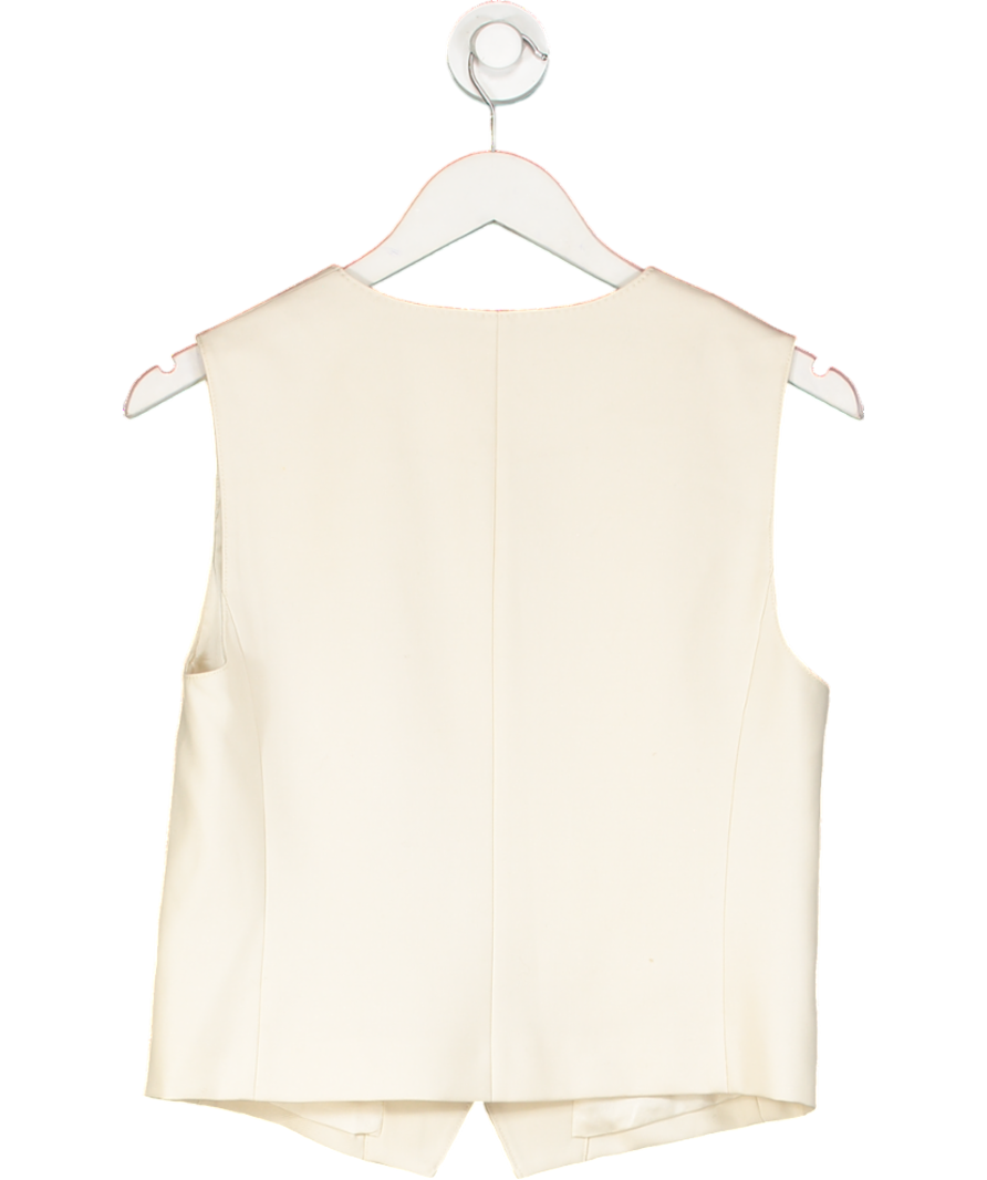 goelia White Worsted Wool Single-breasted Women Vest UK S