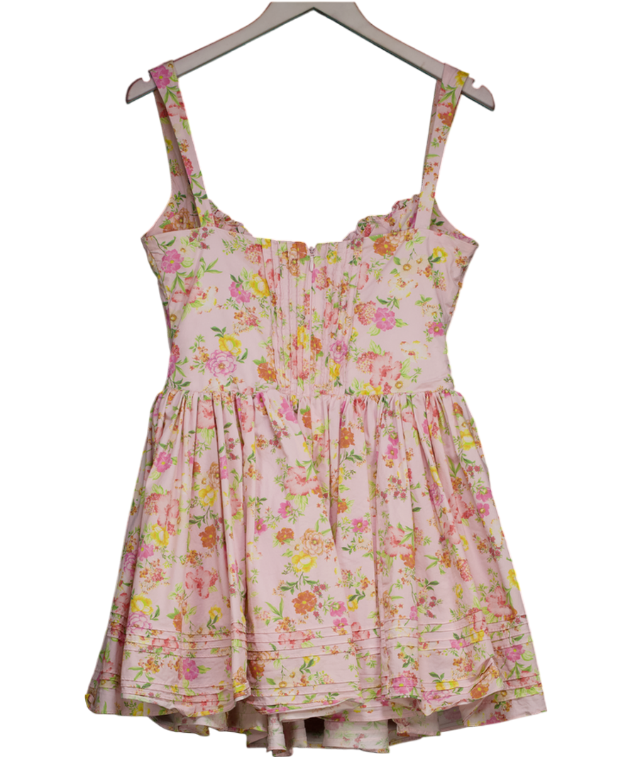 House of CB Pink Natassia Flared-skirt Cotton-blend Mini Dress - Fuller Cup UK L