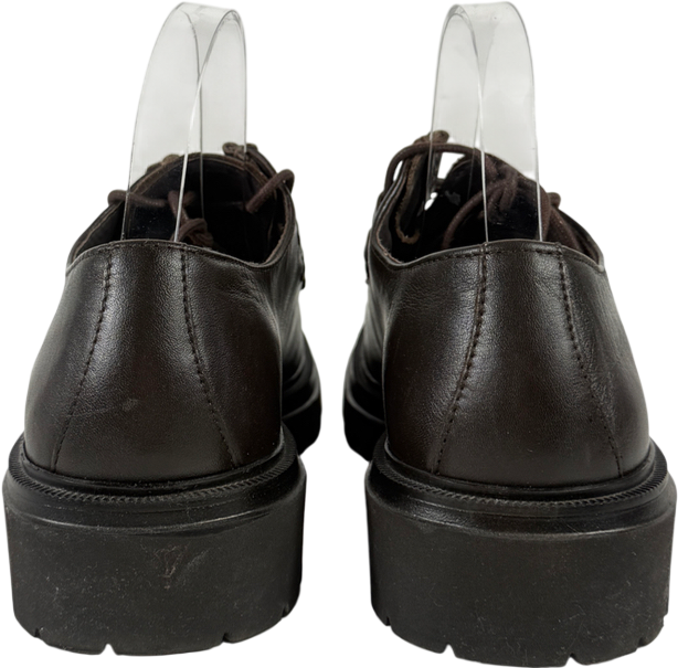 Massimo Dutti Brown Leather Lace Chunky Shoe UK 7 EU 40 👠