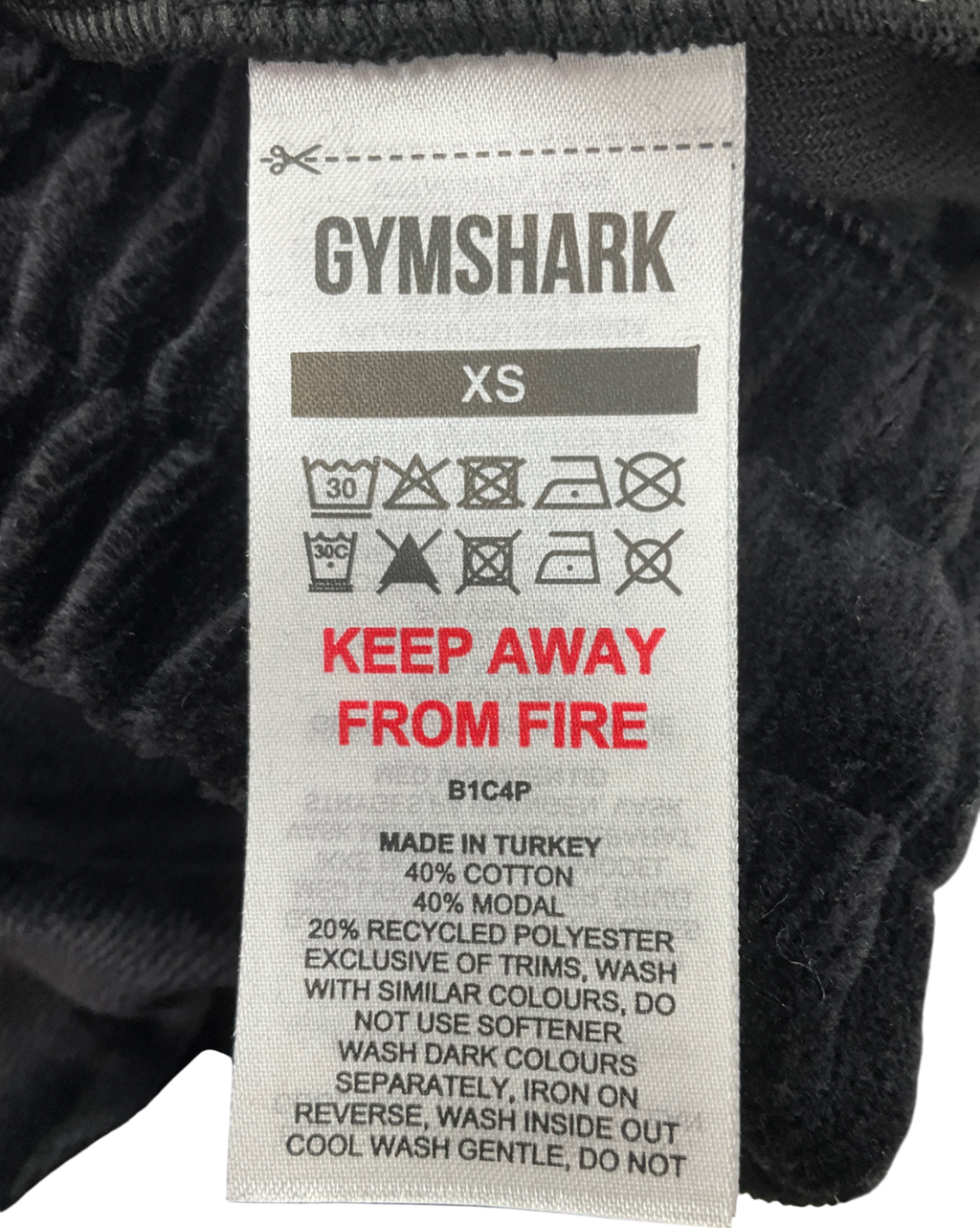 gymshark Black Velour Joggers UK XS